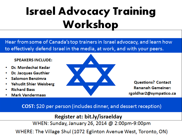 Israel Advocact Training Workshop Jan. 26, 2014